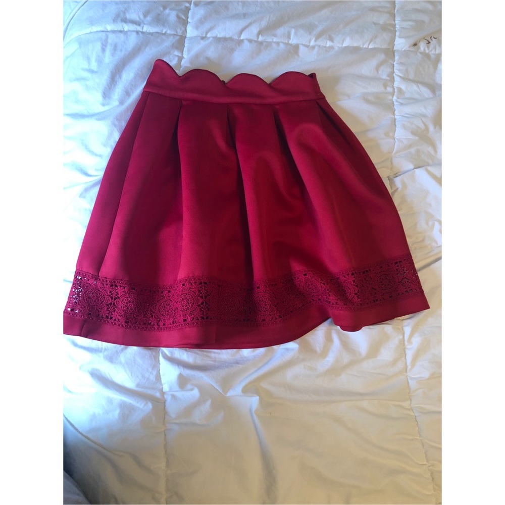 Cute Embroidered Red Puff Skirt